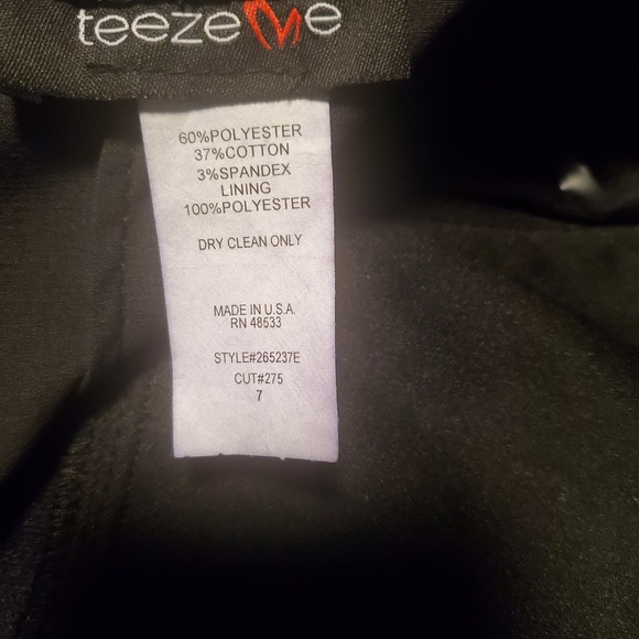 NEW Teeze Me Juniors Size 7 Black Satin Strapless Cocktail Dress Knee Length - Picture 9 of 12